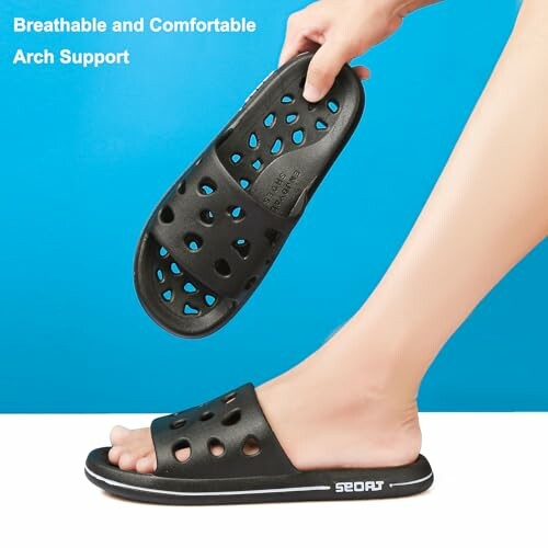 Breathable and comfortable sandals with arch support.