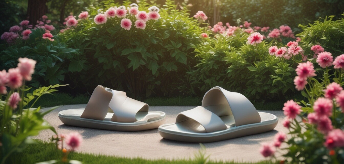 Open-Toe Pillow Slides in the Garden