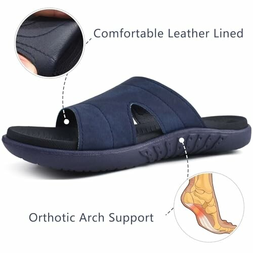 Orthotic arch support sandal with comfortable leather lining.